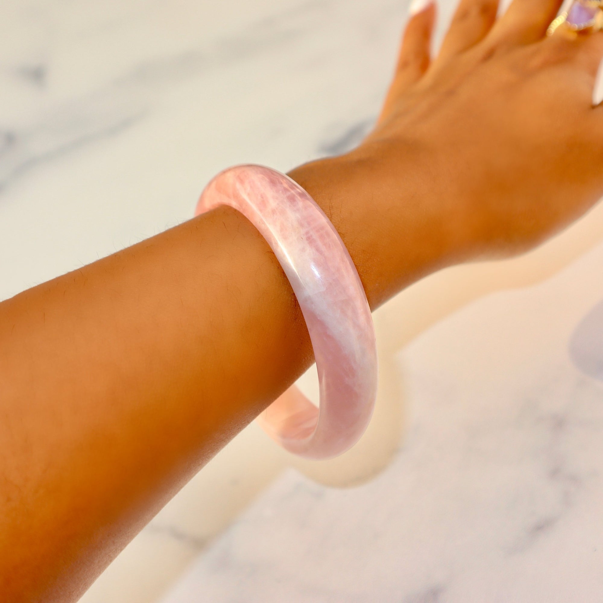 Rose Quartz Bangle Bracelet (Love)