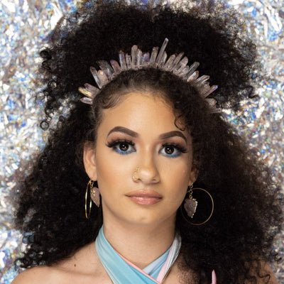 Pink Aura Clear Quartz Crown 👑 (silver)