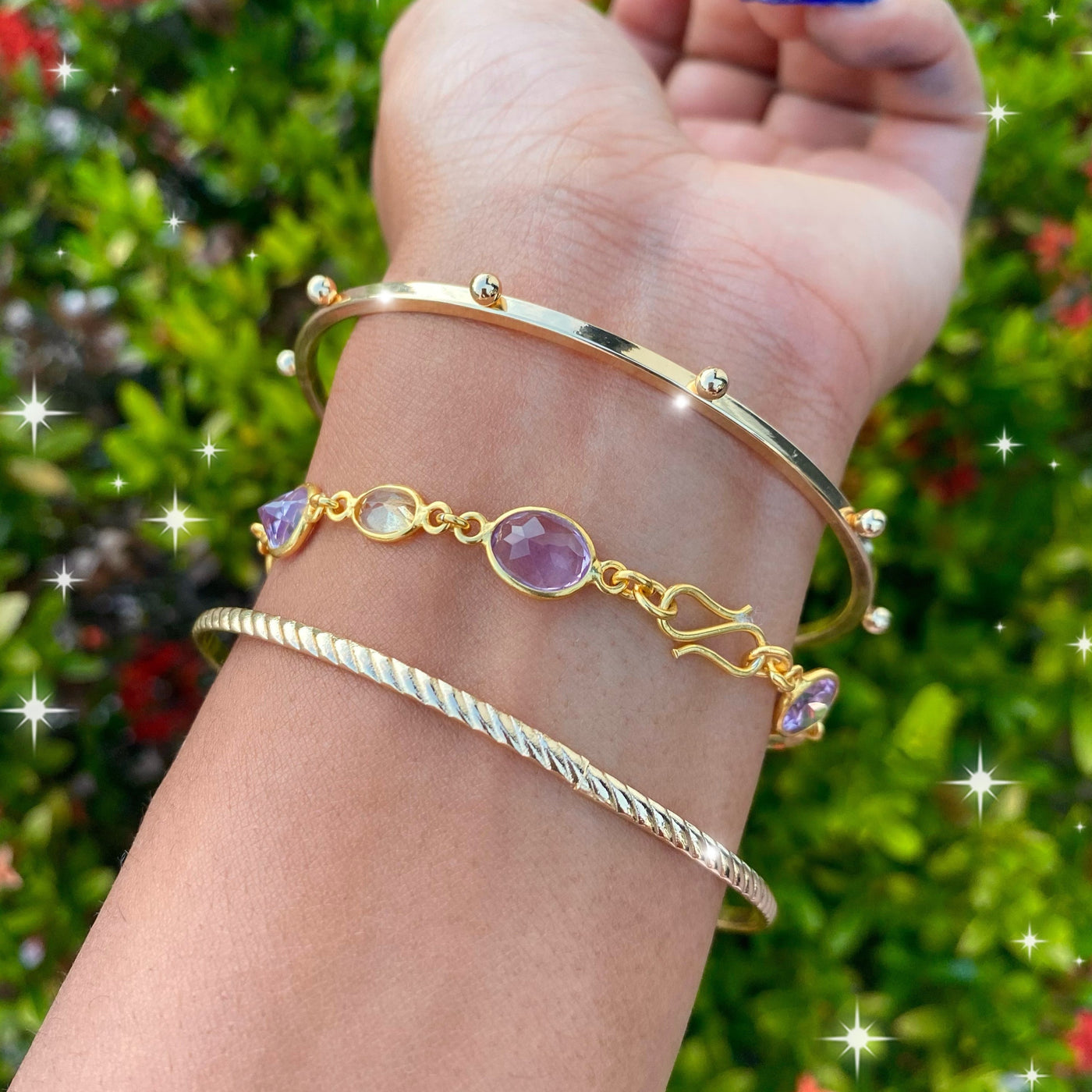 Amethyst + Citrine 22k Gold Bracelet (Peace and Wealth)