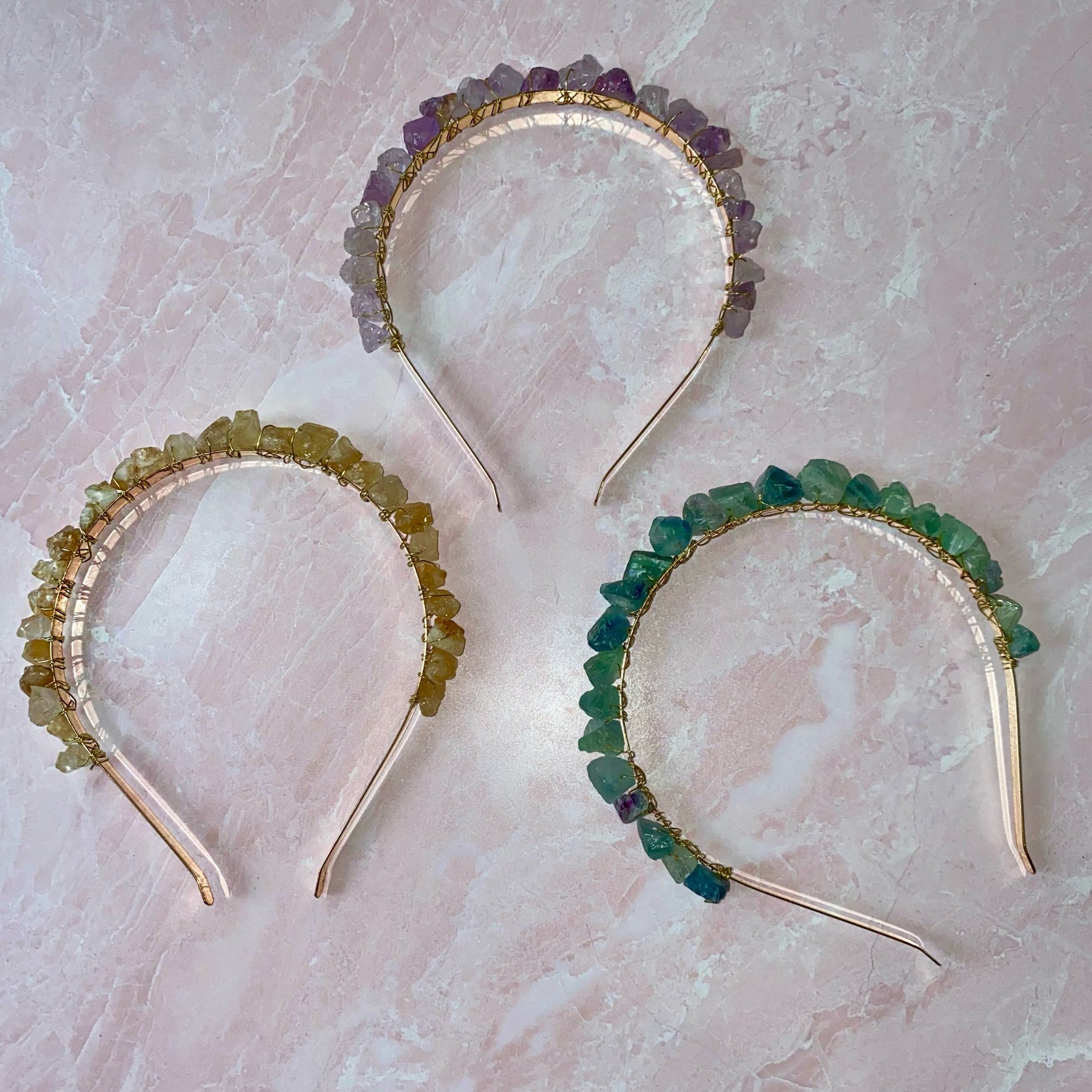 Cute Crystal Headband (Amethyst, Citrine and Fluorite)