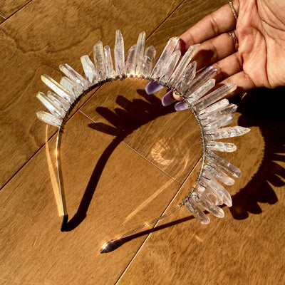 Pink Aura Clear Quartz Crown 👑 (silver)